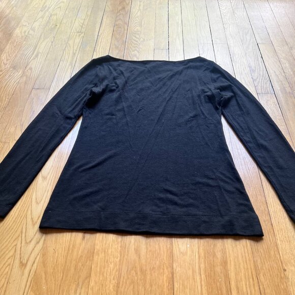 Diane Von Furstenberg Size L Black Wool Blend Long Sleeve Round Neck Sweater - Picture 11 of 13